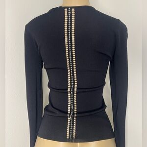 Alexander Wang Black Long Sleeve Top Exposed Studded Back Size S